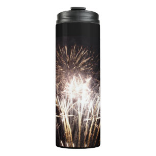 White and Gold Fireworks I Patriotic Celebration Thermal Tumbler