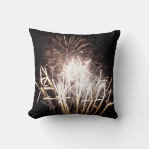 White and Gold Fireworks I Patriotic Celebration Throw Pillow