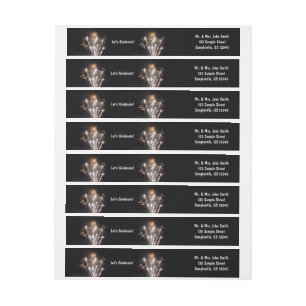 White and Gold Fireworks II Patriotic Celebration Wrap Around Label
