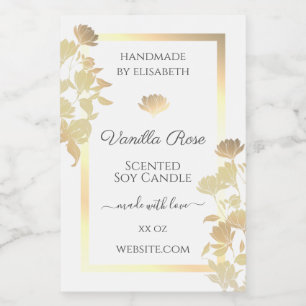 White and Gold Floral Product Packaging Labels &