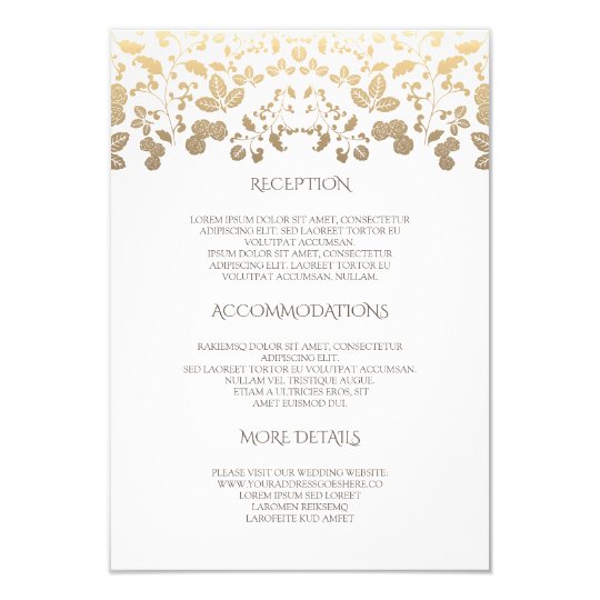White and Gold Floral Wedding Details- Information Card