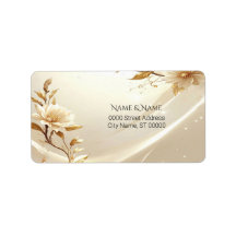 White and Gold Flowers Address Label