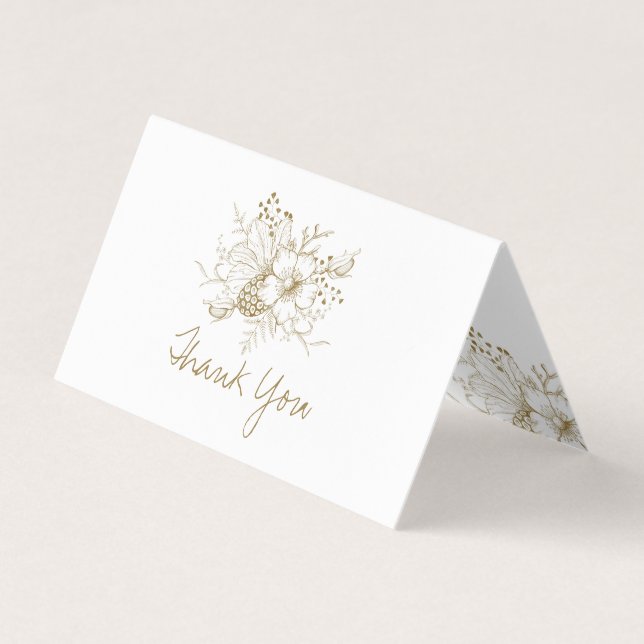 White and gold flowers arraignment business card (Front)