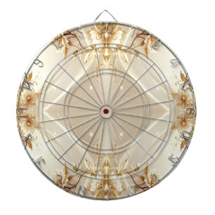 White and Gold Flowers Dartboard