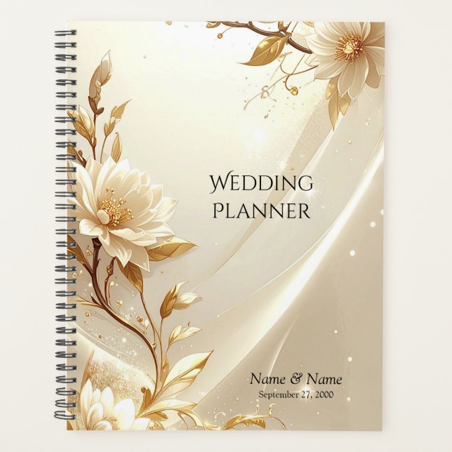 White and Gold Flowers Planner (Front)