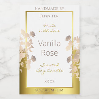 White and Gold Flowers Product Packaging Labels