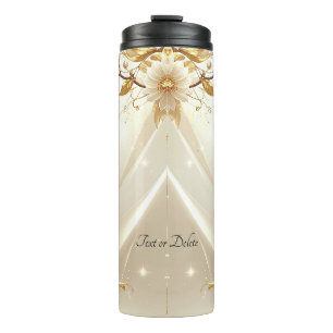 White and Gold Flowers Thermal Tumbler