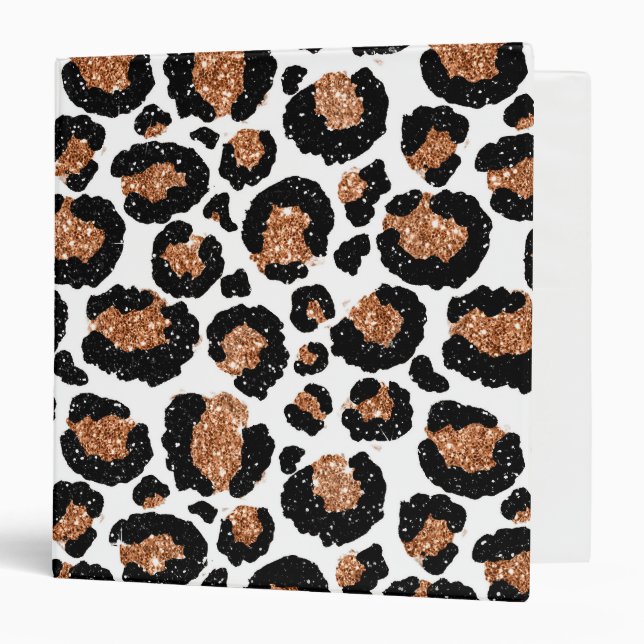 White and Gold Foil Cheetah - Leopard Pattern Binder (Front/Inside)