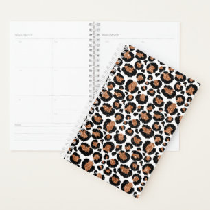 White and Gold Foil Cheetah - Leopard Pattern Planner