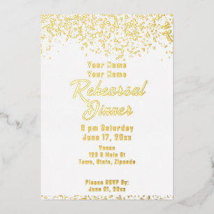 White and Gold Foil Rehearsal Dinner