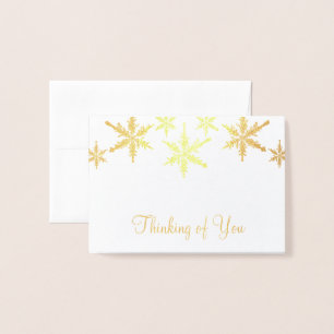 White and Gold Foil Snowflake Thinking of You Card