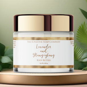 White and Gold Foil Waterproof Cosmetics Jar Label