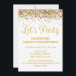 White and Gold Glitter 30th Birthday Let's Party Invitation<br><div class="desc">White and Gold Glitter Invite,  30th Birthday invitation Let's party,  digital template Thirty Any Age,  Instant download Forty Fifty Sixty,  Personalized 21st 40th 50th 60th,  Elegant Milestone Celebrate Sweet 16,  Custom 18th Glam Golden Confetti,  Adult Calligraphy Modern Stylish script,  Chic trendy simple for her,  Bling 16th quinceanera 15th celebration</div>