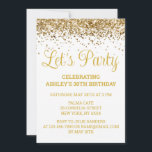 White and Gold Glitter 30th Birthday Let's Party Invitation<br><div class="desc">White and Gold Glitter Invite,  30th Birthday invitation Let's party,  digital template Thirty Any Age,  Instant download Forty Fifty Sixty,  Personalized 21st 40th 50th 60th,  Elegant Milestone Celebrate Sweet 16,  Custom 18th Glam Golden Confetti,  Adult Calligraphy Modern Stylish script,  Chic trendy simple for her,  Bling 16th quinceanera 15th celebration</div>
