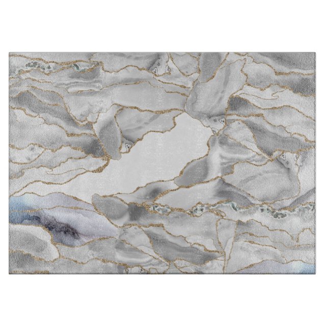 White and gold glitter agate cutting board (Front)