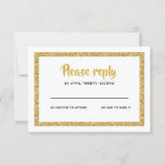 White and Gold Glitter Bat Mitzvah Reply RSVP Card<br><div class="desc">This trendy insert card features bold lettering on the front with a layered look in gold glitter and white,  and a solid coloured back.  Add your text using the template form.  Change the font,  layout and colours using the Customize feature.</div>