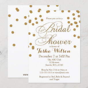 white and Gold Glitter Bridal Shower Invite