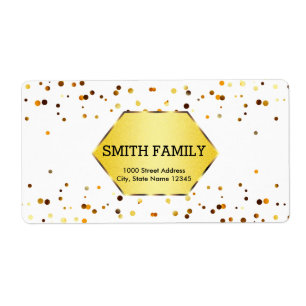 White and Gold Glitter Faux Badge Personalized