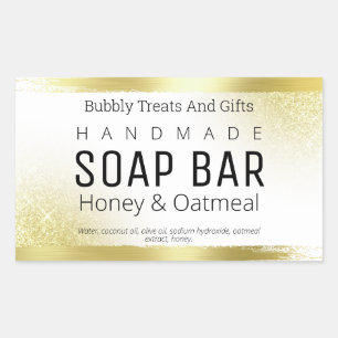 White And Gold Glitter Handmade Soap Labels