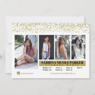 White and Gold Glitter Photo Comp Card