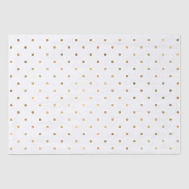 White and Gold Glitter Polka dot Tissue Paper (Front)