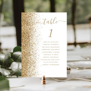 White and Gold Glitter Wedding Table Number