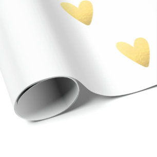 White and gold hearts wrapping paper