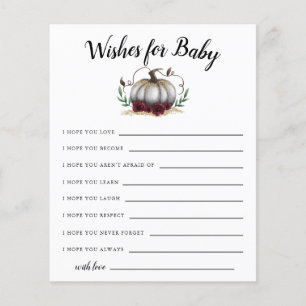White and Gold Little Pumpkin Wishes for Baby Card