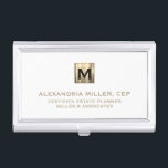 White and Gold Luxury  Business Card Holder<br><div class="desc">Keep your business cards organized in style with this elegant business card case featuring a solid white and gold initial logo design. Perfect for estate planners, financial planners, and other business professionals, this case exudes sophistication and professionalism. The durable construction ensures your cards stay protected while you're on the go....</div>