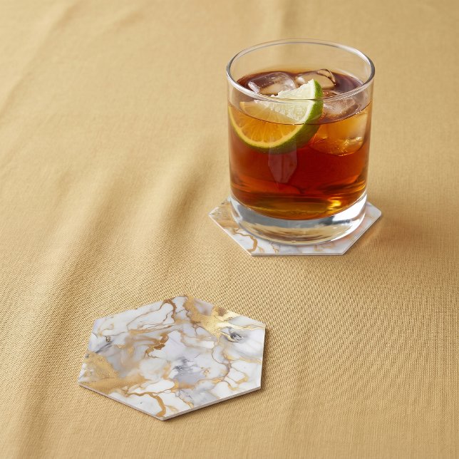 White and gold luxury marble effect paper coaster (White and gold luxury marble effect paper coaster)