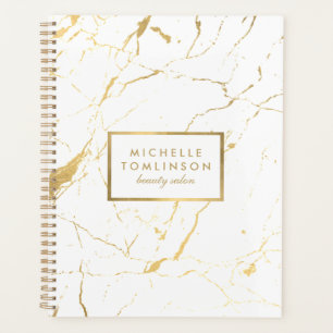 White and Gold Marble Appointment Book Planner