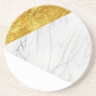 White and Gold Marble Coaster