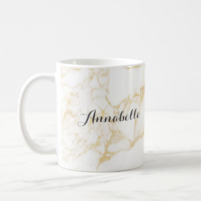 White and Gold Marble Coffee Mug (Left)