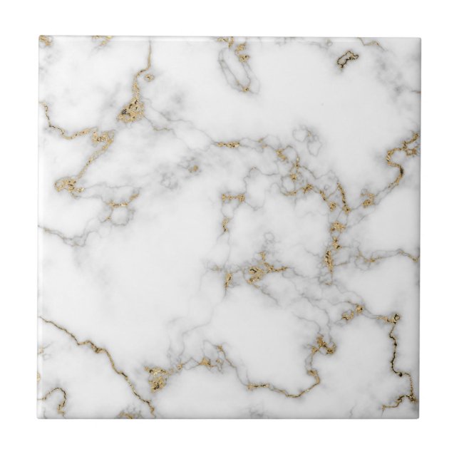 White and gold Marble effect tile (Front)