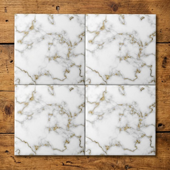 White and gold Marble effect tile (White and gold Marble effect tile.)