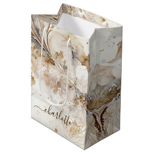 White and Gold Marble Gift Bag