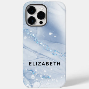 White and gold marble glitter personalized Case-Mate iPhone 14 pro max case