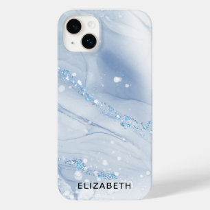 White and gold marble glitter personalized  Case-Mate iPhone 14 plus case