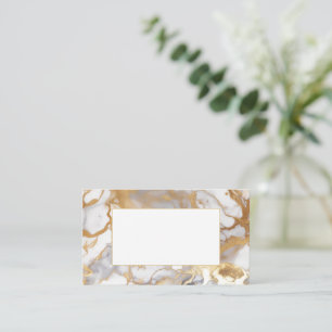 White and gold marble guest name place card