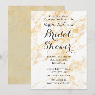 White and Gold Marble Invitation