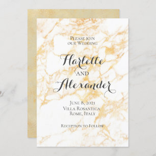 White and Gold Marble Invitation