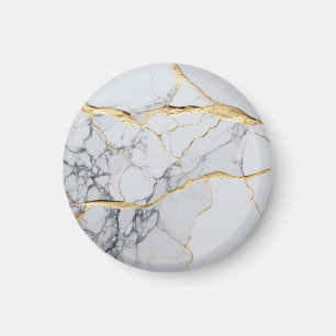 White and gold marble magnet