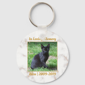 White and Gold Marble Memorial Keychain