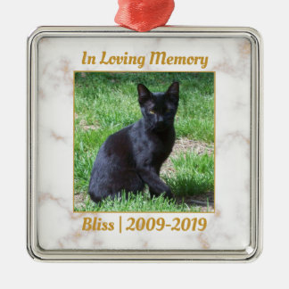 White and Gold Marble Memorial Metal Ornament