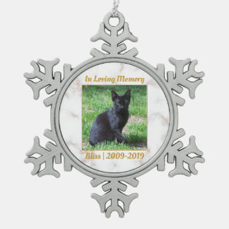 White and Gold Marble Memorial Snowflake Pewter Christmas Ornament