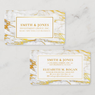 White and Gold Marble Professional Business Card