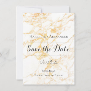 White and Gold Marble Save The Date