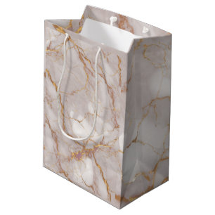 White and Gold Marble Texture Gift Bag