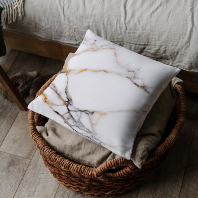 White and Gold Marble Texture Throw Pillow (Creator Uploaded)