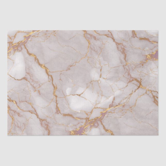 White and Gold Marble Texture Tissue Paper (Front)